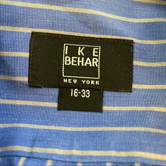 16-33 Ike Behar Blue-White Striped LS Shirt - Picture 3 of 4